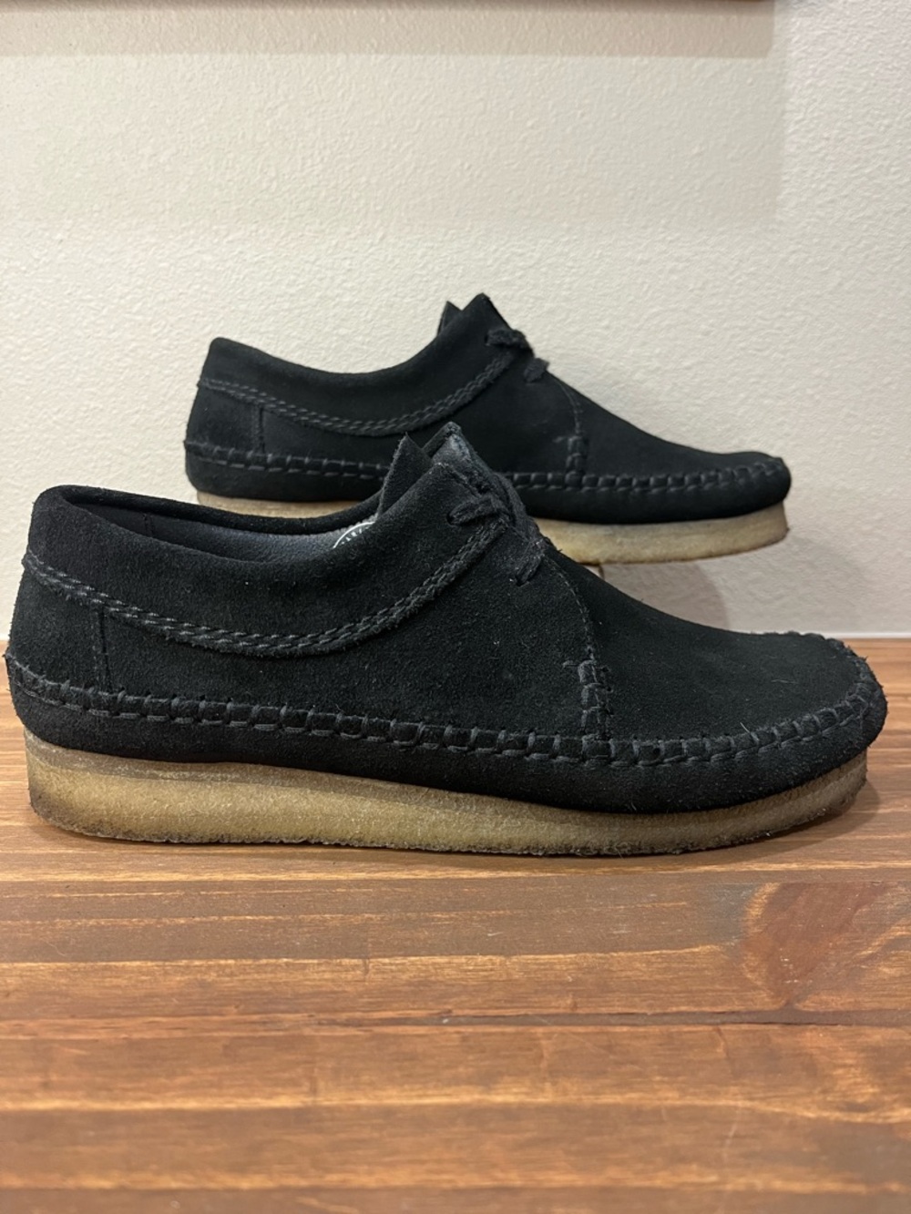 Clarks Originals Wallabee Black Women's Earth Shoe Moccasin Charles Stead Sz 9US